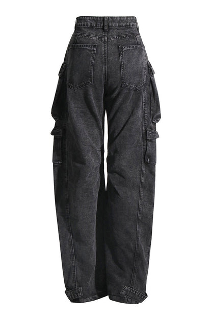 Kynlee Cargo Denim Jeans - Black