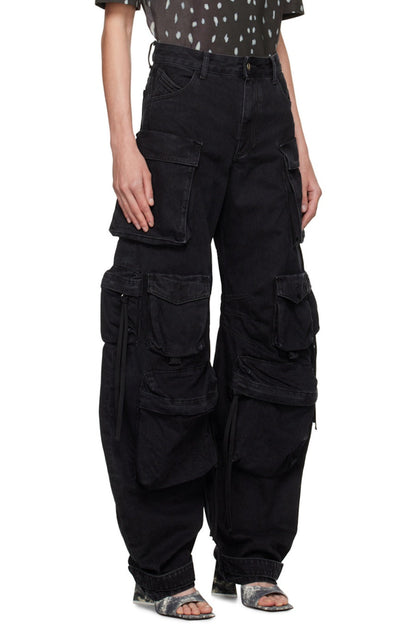 Kynlee Cargo Denim Jeans - Black