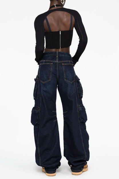 Kynlee Cargo Denim Jeans - Navy