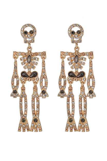 Rhinestone Skeleton Dangle Earrings
