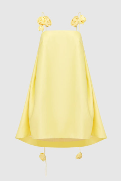 Emma Spaghetti Strap Rose Detail Mini Dress