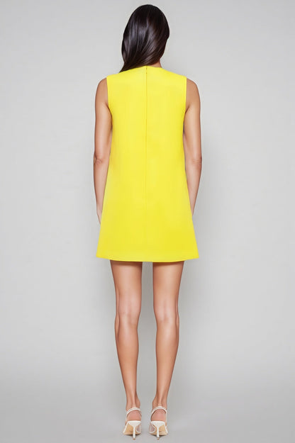 Garrisf Yellow 3D Floral Mini Dress