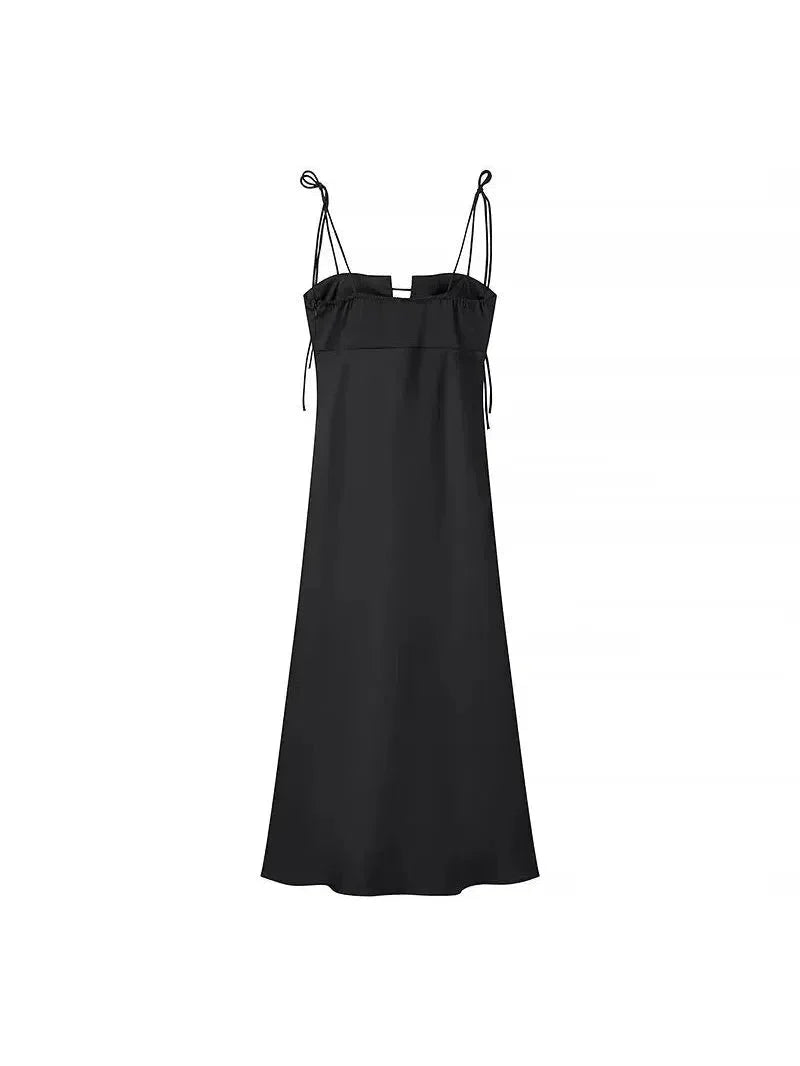 Tied Spaghetti Strap Cutout Flare Maxi Dress