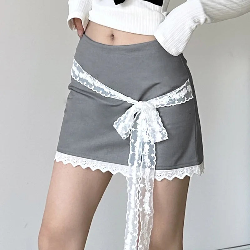 Tie-Up High Waist Retro Skirt