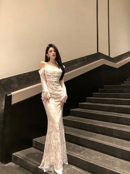 Lace Mermaid Gown Luxury Wedding Robe & Evening Party Look