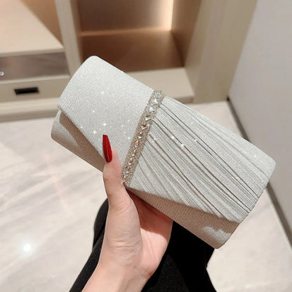Glitter Silver Envelope Clutch Wristlet