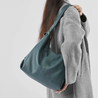 Luxury Genuine Leather Large Hobo Shoulder Bag