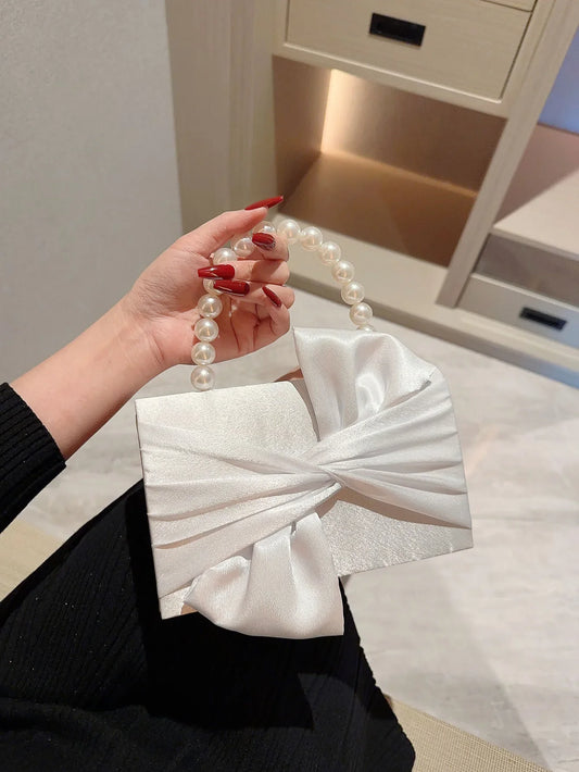 Faux Pearl Flower Wedding Evening Clutch Bag