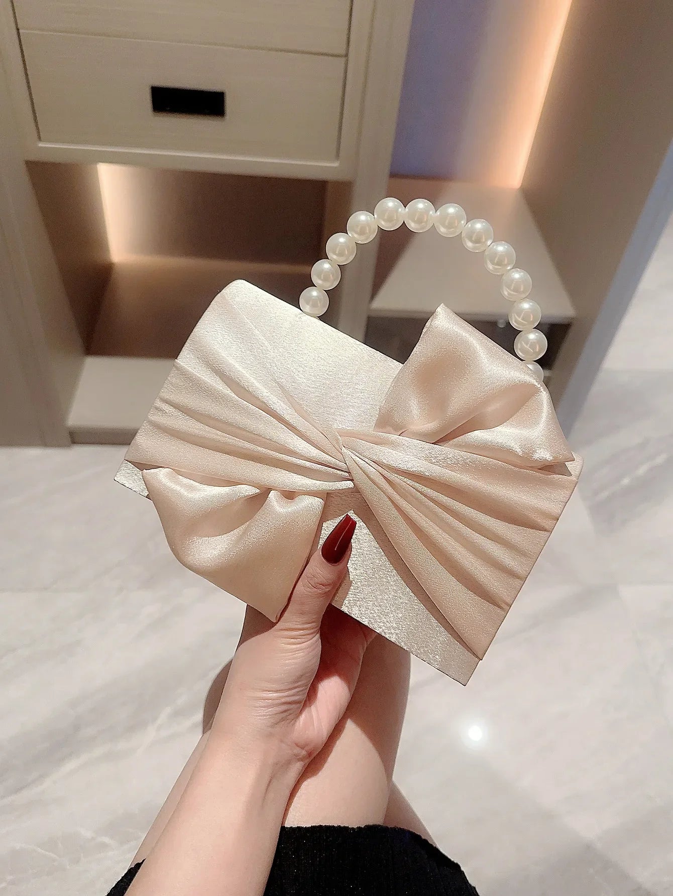 Faux Pearl Flower Wedding Evening Clutch Bag