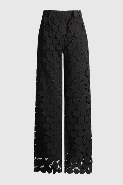 Ladza Circle Fringe Pants - Black
