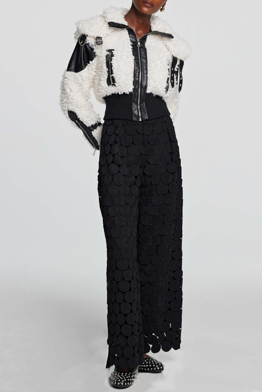 Ladza Circle Fringe Pants - Black