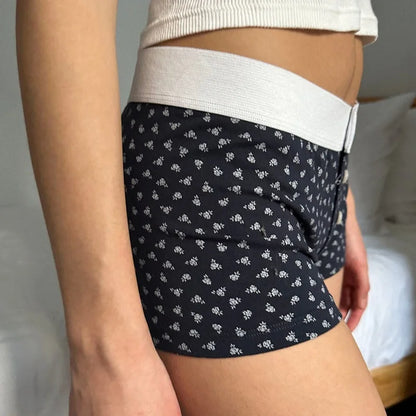 Floral Button Stretch Lounge Short