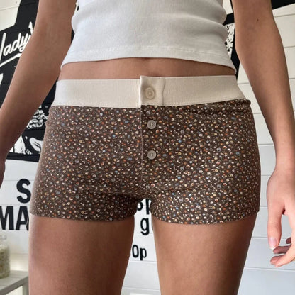 Floral Button Stretch Lounge Short