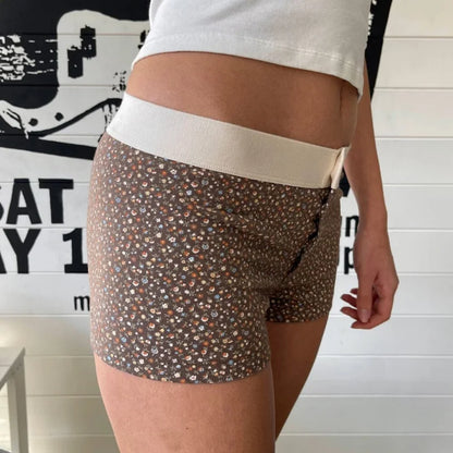 Floral Button Stretch Lounge Short