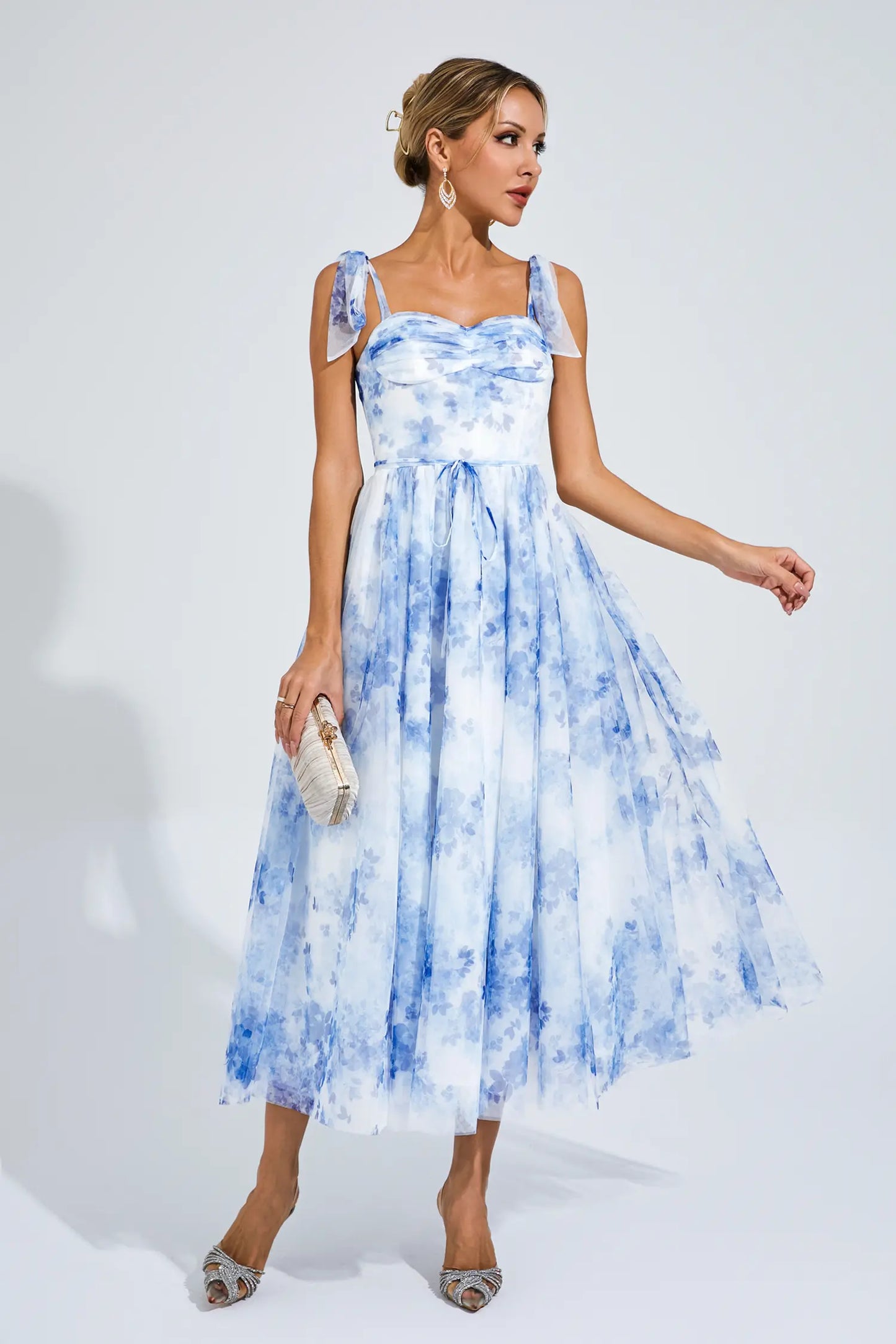 Lancelot Blue Flower Pinted Slip Dress