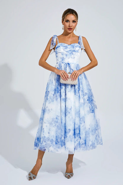 Lancelot Blue Flower Pinted Slip Dress