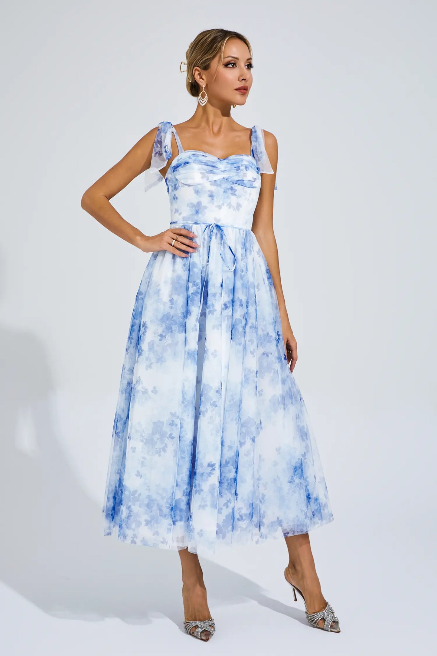 Lancelot Blue Flower Pinted Slip Dress