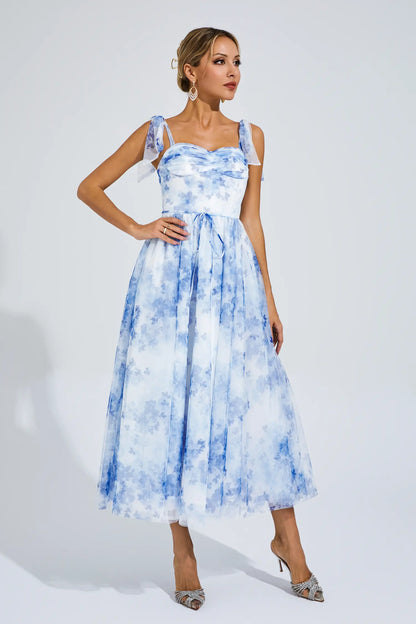 Lancelot Blue Flower Pinted Slip Dress