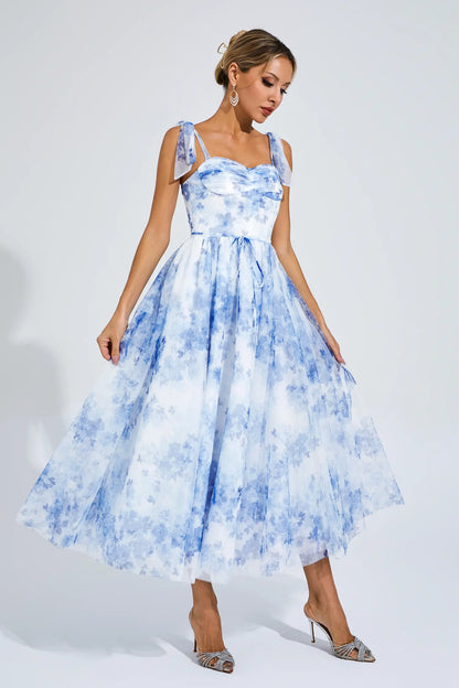 Lancelot Blue Flower Pinted Slip Dress