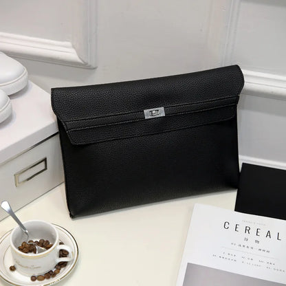 Lychee Pattern PU Leather Envelope Wristlet