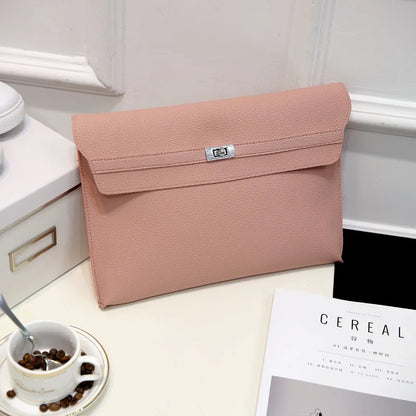 Lychee Pattern PU Leather Envelope Wristlet