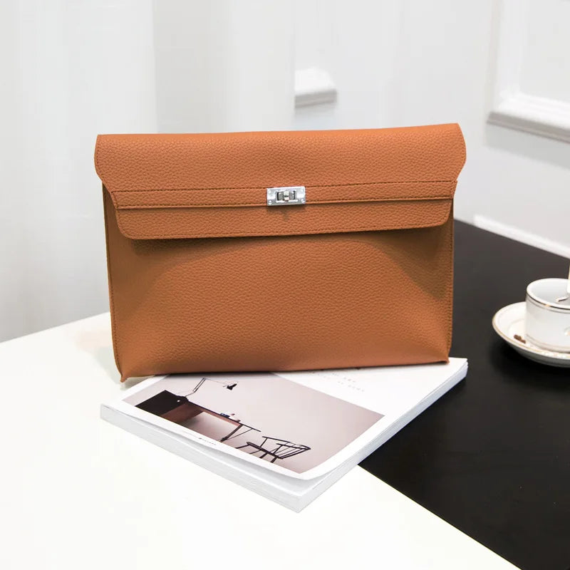 Lychee Pattern PU Leather Envelope Wristlet