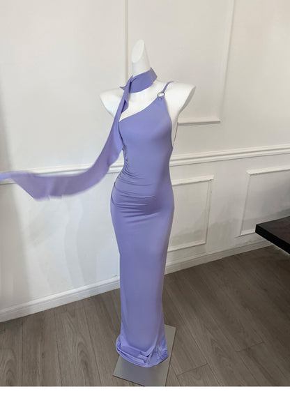Lavender One-Shoulder Gown Flowing & Elegant Formal Dress