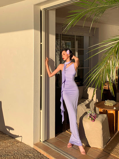 Lavender One-Shoulder Gown Flowing & Elegant Formal Dress