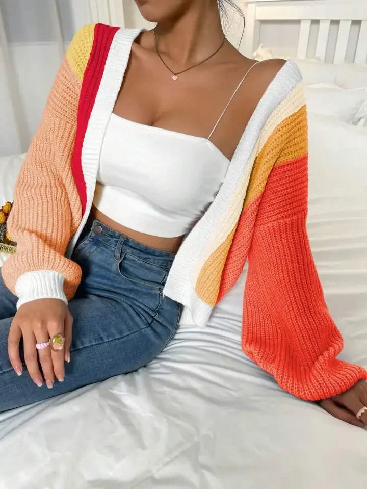 Dopamine Splicing Lazy Wind Knit Cardigan