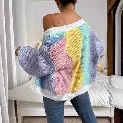 Dopamine Splicing Lazy Wind Knit Cardigan