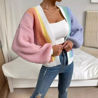Dopamine Splicing Lazy Wind Knit Cardigan