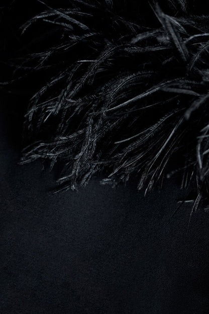 Veronica Feather Trim Strapless Maxi Dress