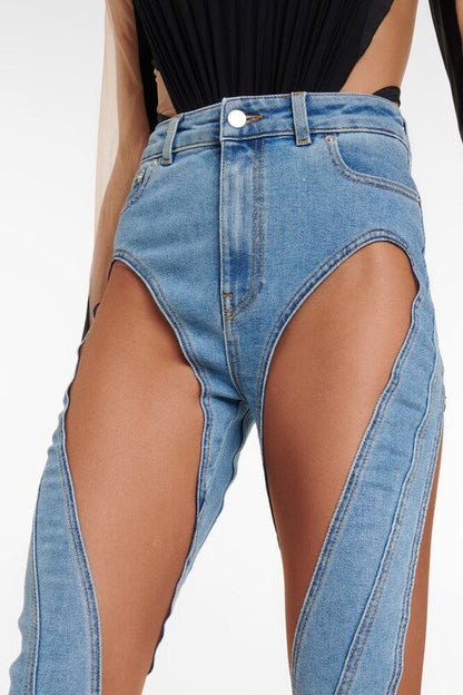 Leona Mesh-paneled Skinny Jeans