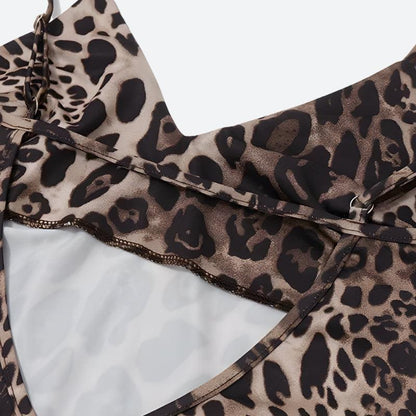 Spotted Print V-Neck Spaghetti Strap Slip Mini Dress