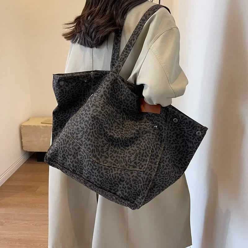 Striped Corduroy Canvas Crossbody Shoulder Bag