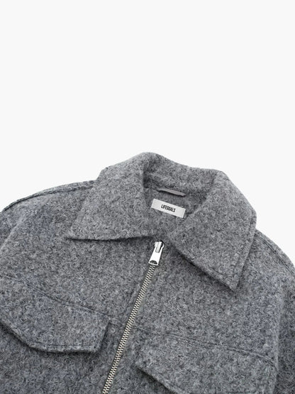 Cropped Wool Utility Zip Jacket