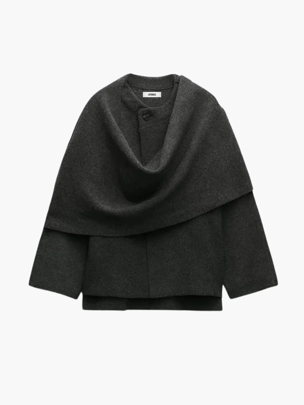 Oversized Wool Blend Scarf Wrap Jacket