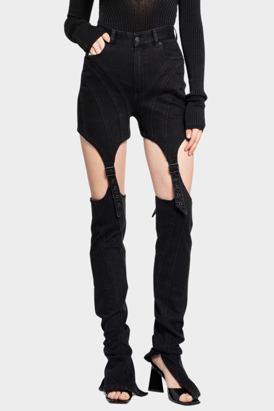 Linnea Cutout Buckled Jeans - Black