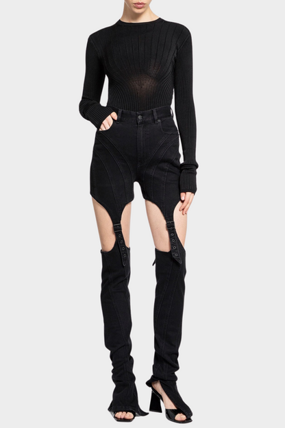 Linnea Cutout Buckled Jeans - Black