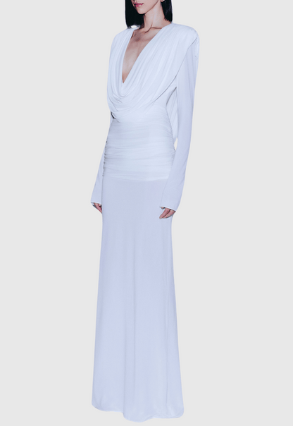 Linus V-neck Draped Backless Maxi Dress