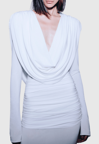 Linus V-neck Draped Backless Maxi Dress