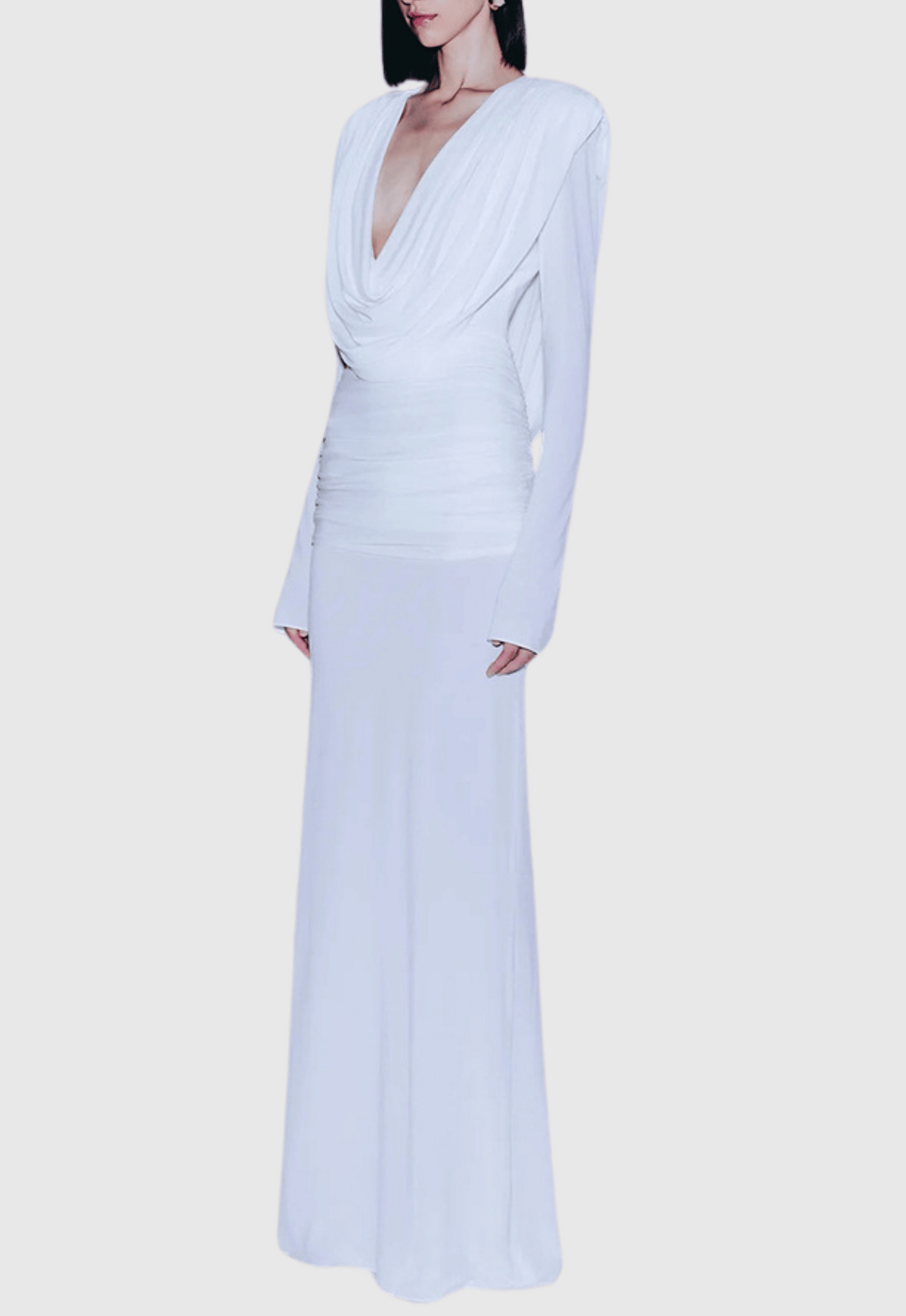 Linus V-neck Draped Backless Maxi Dress