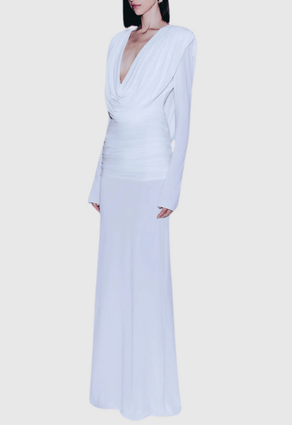 Linus V-neck Draped Backless Maxi Dress