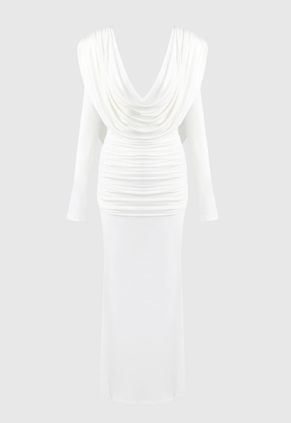 Linus V-neck Draped Backless Maxi Dress