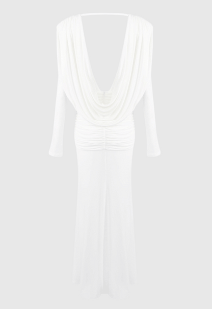 Linus V-neck Draped Backless Maxi Dress