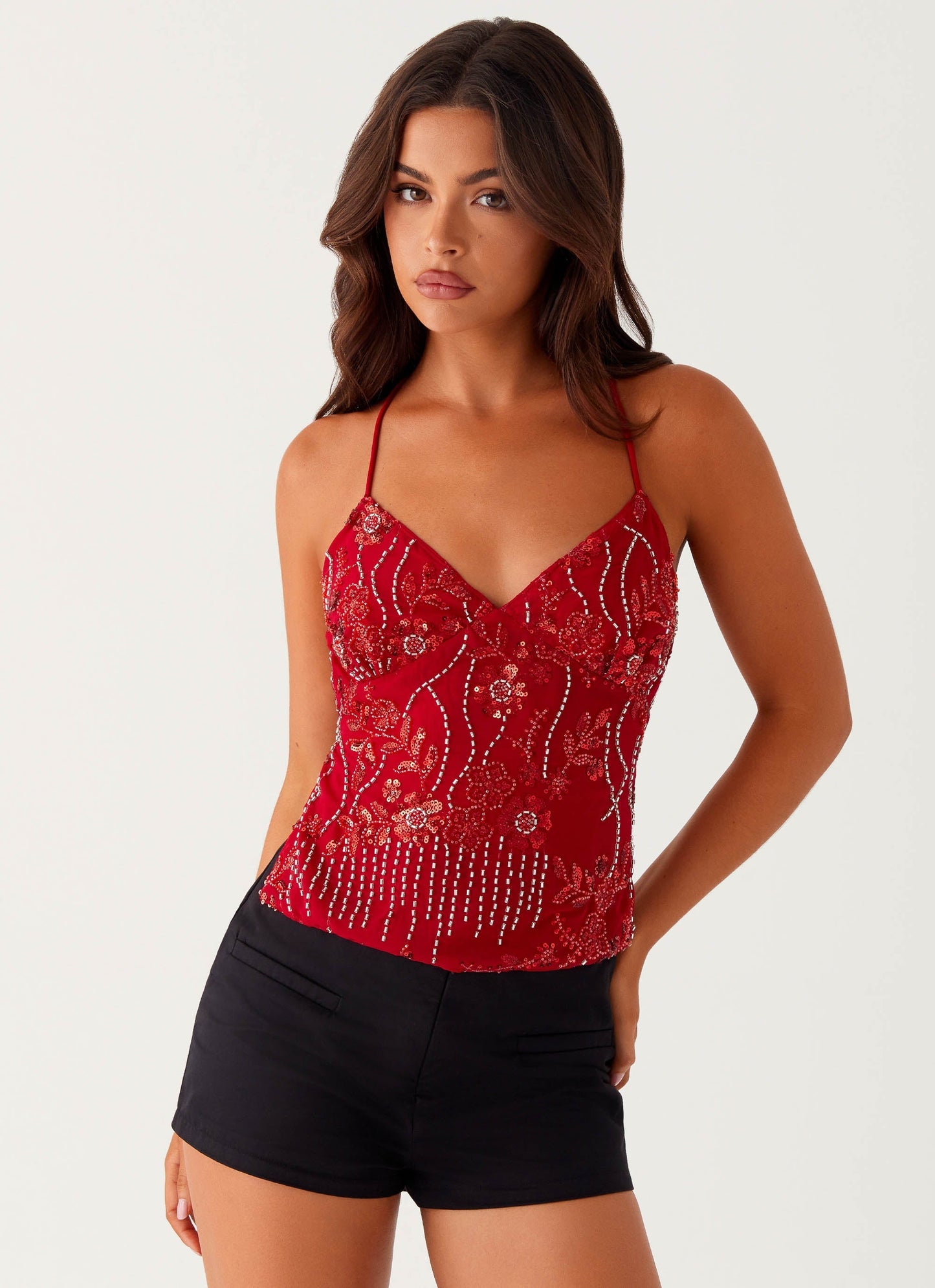 Liora | Lustrous Sequin Backless Top