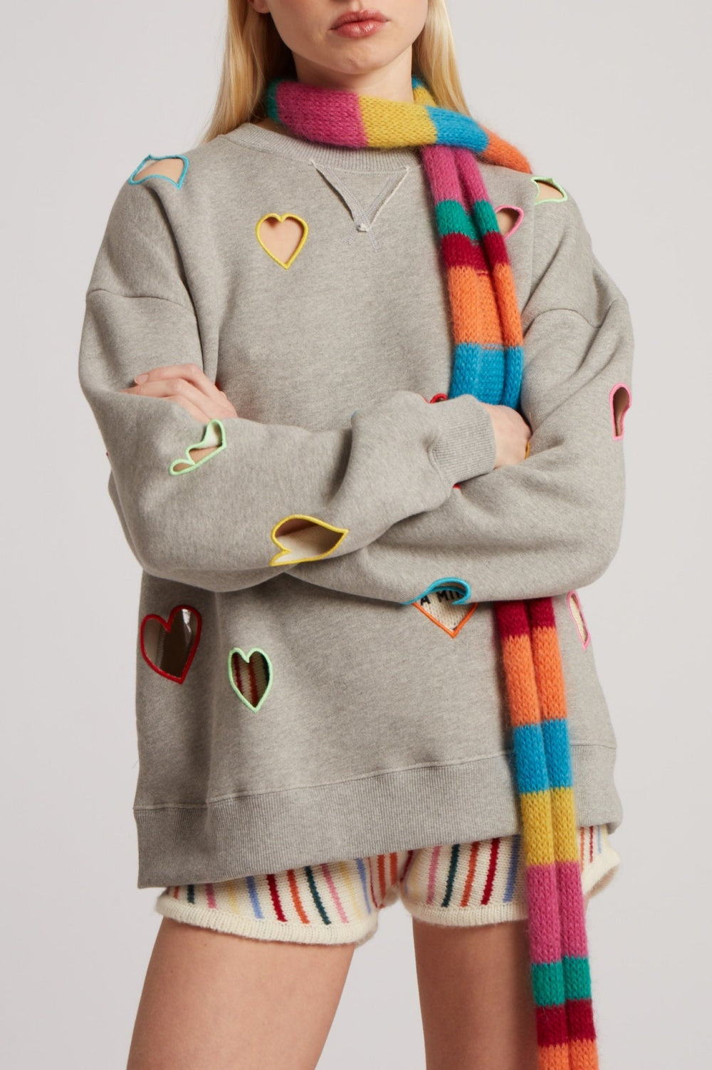 Liora Heart Embroidered Cutout Sweatshirt