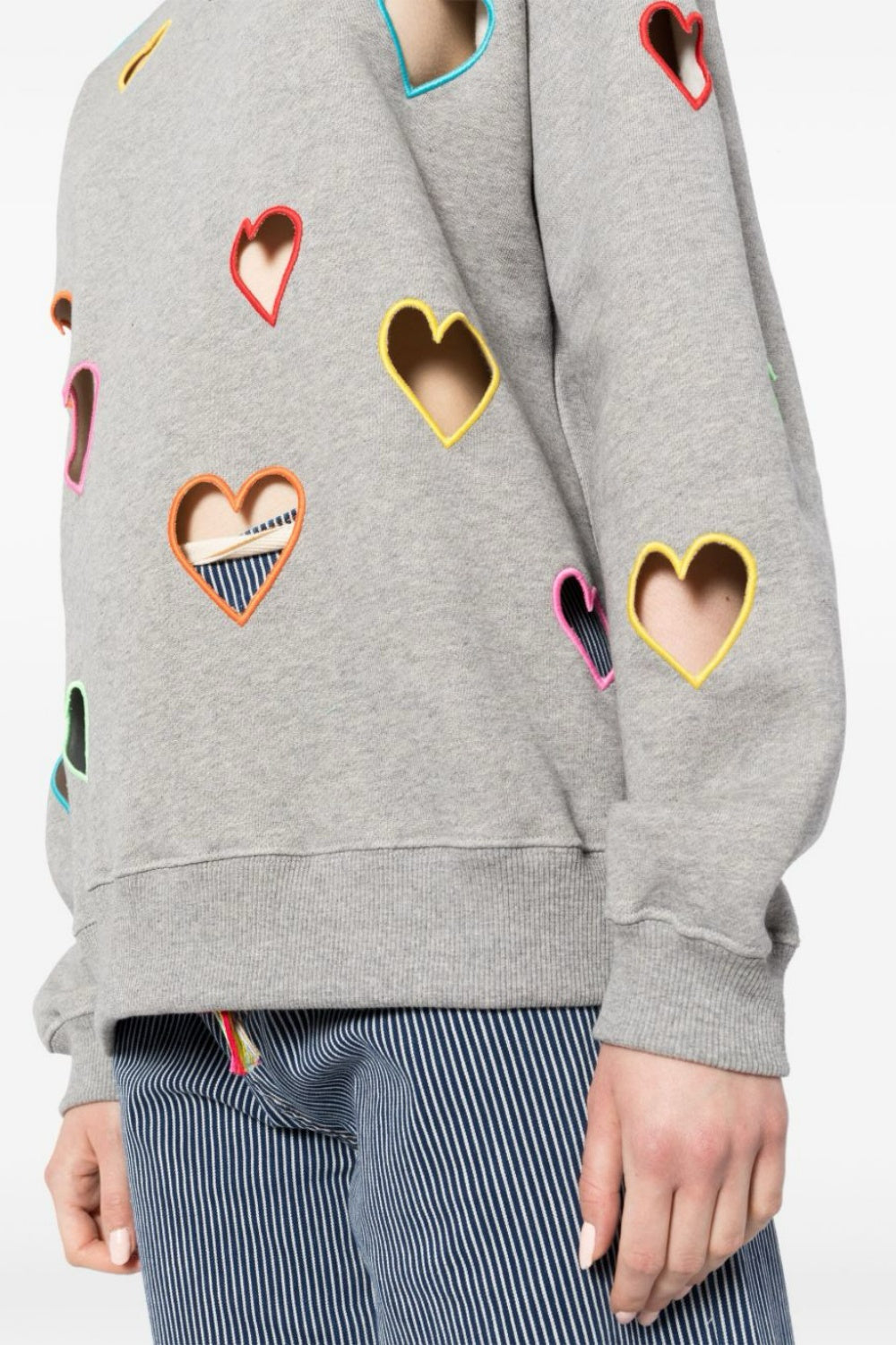 Liora Heart Embroidered Cutout Sweatshirt