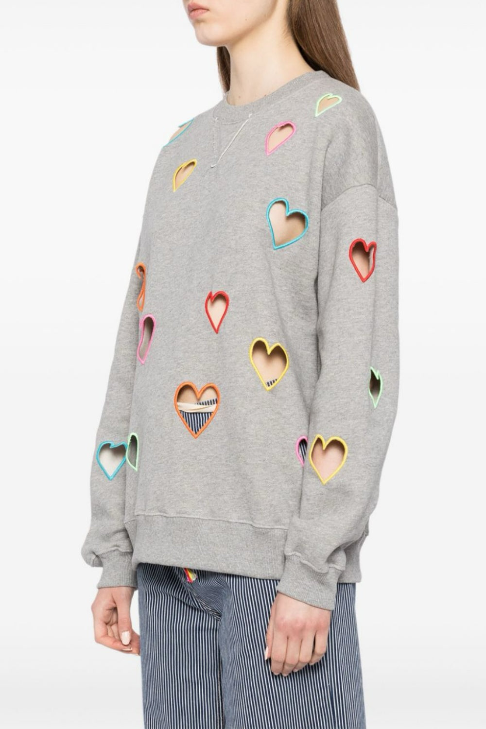 Liora Heart Embroidered Cutout Sweatshirt