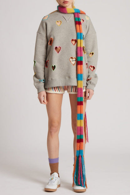 Liora Heart Embroidered Cutout Sweatshirt